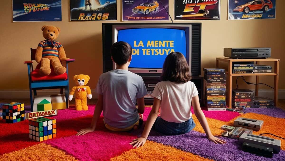 Potrebbe essere un'immagine raffigurante 2 persone, bambino, televisione, giocattolo e testo