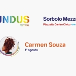 Mundus 2025 @Sorbolo Mezzani Potrebbe essere un contenuto grafico raffigurante 1 persona e il seguente testo "MUNDUS FESTIVAL Sorbolo Mezzani Piazzetta Centro Civico ore ore21.30 21.30 Carmen Souza 1 agosto 時 FONDAZIONE"