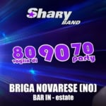 SHARYBAND al “BAR IN ESTATE”, Loc. Prato delle Gere, Briga Novarese (NO) Potrebbe essere un'immagine raffigurante 1 persona e il seguente testo "GIOVEDI 10 LUGLIO GhaRy BAND voglia 80 809070 70 di party BRIGA NOVARESE נסמ) BAR IN- - estate"
