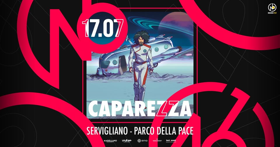 CAPAREZZA – 17.07.2026 – Parco della Pace, Servigliano Potrebbe essere un'immagine raffigurante 1 persona e testo