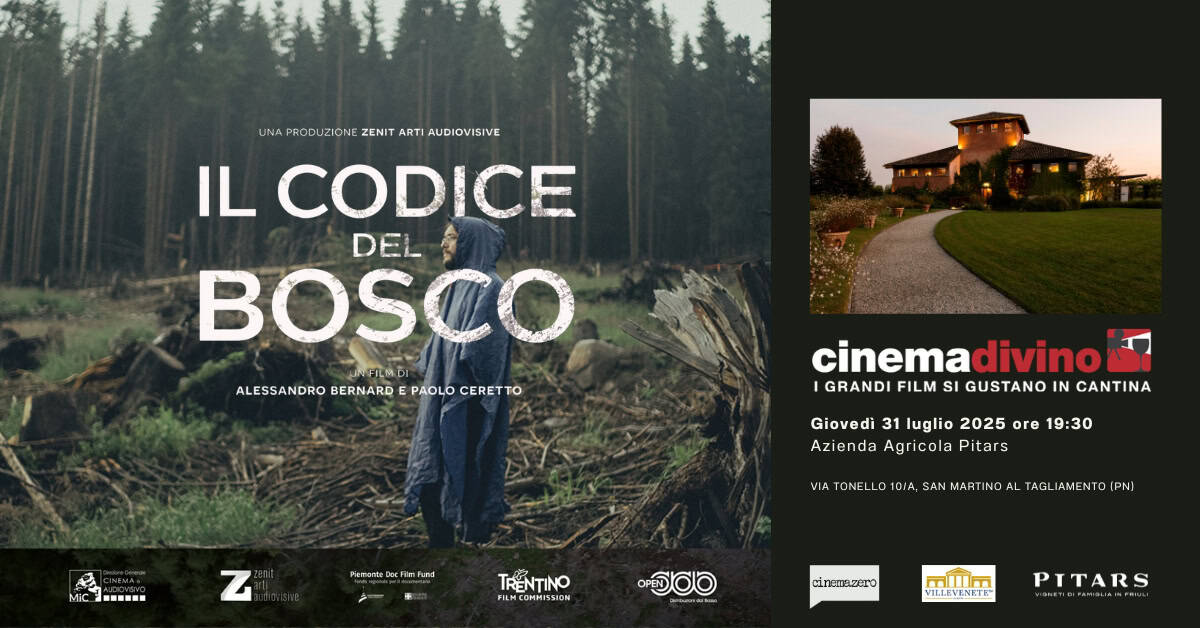 CINEMADIVINO 2025 | Cantina Pitars Potrebbe essere un'immagine raffigurante 1 persona e il seguente testo "UNAPOOUZIONE_ENITARTIAUDIOVISIV PRODUZIO ZENIT ARTI AUDIOVISIVE UNA IL CODICE DEL ह BOSCO ALESSANDRO BERNARD ALESSANDAOBERNARDEPAOLOCERTO E PAOLO CERET E CERETTO to cinema cinemadivino divinou IGRANDI FILM SI GUSTANO IN CANTINA Giovedi 31 luglio 2025 ore 19:30 Azienda Agricola Pitars Mic-----. दम ------ z PemonteDoc PemanteBox.FimRund VIA TONELLO OJA SAN MARTINO TRENTINO FILNCOMMISSION S5I0H AGLIAMENTOIPN (PN) ේරර clnemezero mIllm VILLEVENETE" PITARS"