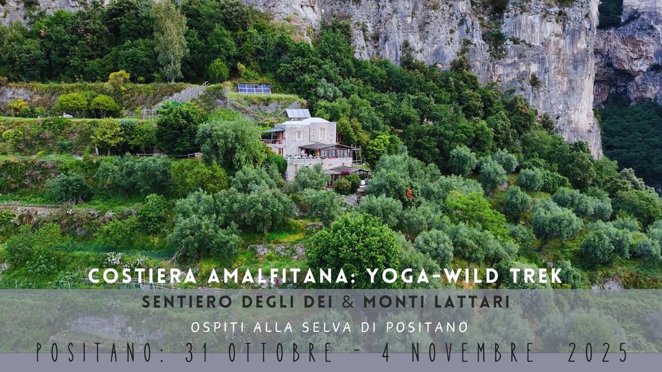Evento Costiera Amalfitana YOGA TREK a “La Selva” di Positano – Sentiero degli Dei & Vie sui Monti Lattari Locandina Costiera Amalfitana YOGA TREK a “La Selva” di Positano – Sentiero degli Dei & Vie sui Monti Lattari - da venerdì 31 ottobre - martedì 4 novembre 2025 ore 14:30 ore 10:00