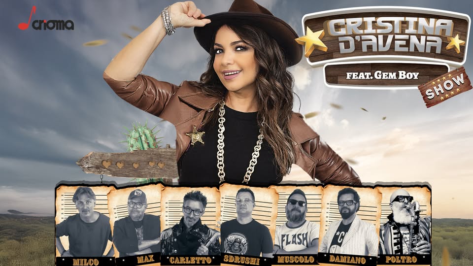 Cristina D’Avena feat. Gem Boy show a Riva del Garda (TN) Potrebbe essere un'immagine raffigurante 7 persone e il seguente testo "atoma GRISTINA המעהיק 大 FEAT. GEM BOY FEAT.GEMBOY SHOW SHOW នទៈ0ាប ininee MILCO CARLETTO FLASH SDRUSET SHT MUSCOLO DANLANO 屋 POLTRO"
