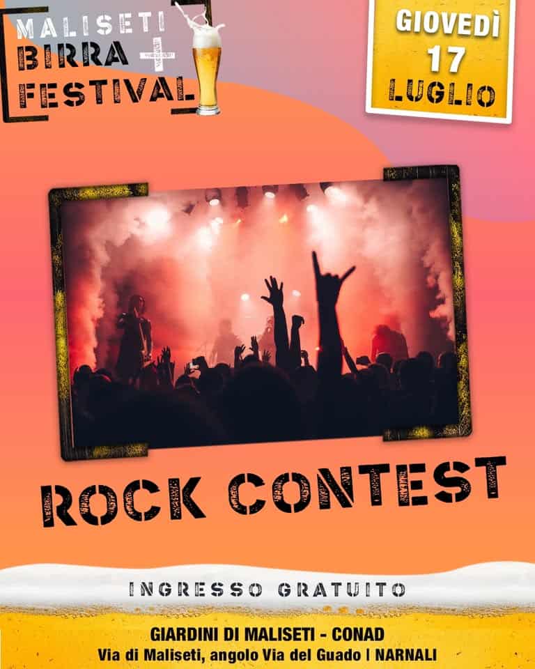 Evento ROCK CONTEST ingresso gratuito Locandina ROCK CONTEST ingresso gratuito - giovedì 17 luglio ore 19:00 - 21:00