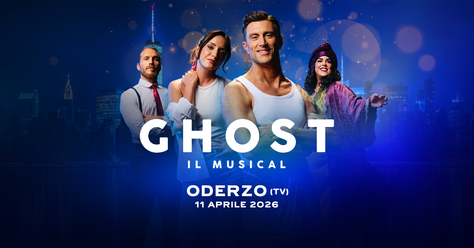 GHOST il Musical – Oderzo (TV) Potrebbe essere un'immagine raffigurante il seguente testo "GHOST IL MUSICAL ODERZO (TV) TEATRO CRISTALLO 11 APRILE ore 20:30"