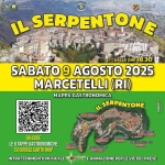 IL SERPENTONE🐍 Potrebbe essere un'immagine raffigurante il seguente testo "COMUNEDI EDI REGIONE MARCETELLI JELLI MARCE LAZIO IL SERPENTONE DALLE ORE 18.30 SABATO 9 AGOSTO 2025 MARCETELLI (RI) MAPPA GASTRONOMICA SERPENTONE 4-PARTUEOILE TUBOLLE 4-PARTI FEEE QR-CODE LE TAPPE GASTRONOMICHE SU GOOGLE EARTH MAP -SALERE BAMBEW CTEw UOEEEH ZURAN SNTICCHE PIAZIUSAN 0880 COCOMERATA -PAETACCHIRO APERITIVO 요-위타센) 2-PILMADEIUAAPOR DEIULAPORTY PORTY 国已川町 INTRATTENIMENT MUSICALE আण्य E ANIMAZIONE PER LE VIE DEL PAESE"