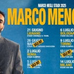 Marco Mengoni: Live in Europe 2025 Potrebbe essere un contenuto grafico raffigurante 1 persona e il seguente testo "TEGHL MARCO NEGLI STADI 2025 MARCO MENGONI 21 GIUGNO 6 LUGLIO 17 ม LIGI LIGNANO LOGNA DANOVL STADIO TADIDCOMUNALE COMINALE STADK DALLARA STADIO STADIOEUGANE UGANEO 26 GIUG NAR STADIO 2 LUGLIO ROMA STADIO DUMAPICD 5. 5.LUGKIT ΡΕΟ STAD CALLARA ARMANDO MARADONA 9 LUGLIO TORINO STADKN OLIMPICO 20 STA SAN NICOLA 13 COLUNO STA SAN AD 23 LUGLIO MESSINA STADIO FILIPPO 24 24LUGTO ME rФOWHA STAD FILIPPO 14 4LUGLIO MILANO STADKO SAN IAD"