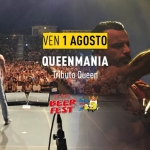 Queenmania – Tributo Queen | BeerFest 2025 Potrebbe essere un'immagine raffigurante 2 persone e il seguente testo "VEN 1 AGOSTO QUEENMANIA Tributo Queen 33" Amo BEER FEST"