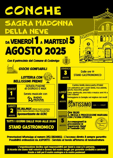 Sagra Madonna della Neve Potrebbe essere un'immagine raffigurante testo