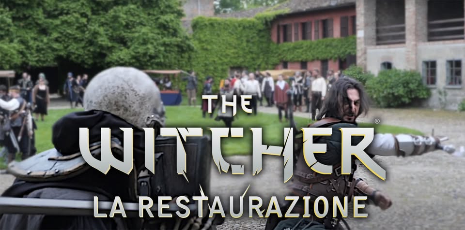 The Witcher – La Restaurazione Potrebbe essere un'immagine raffigurante 4 persone e il seguente testo "ΤΗ WITTHER ER LA RESTAURAZIONE"