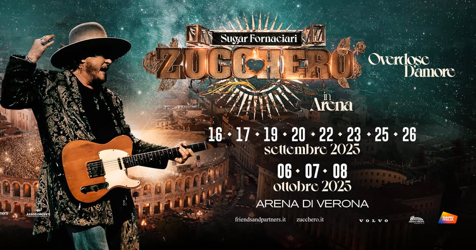 Evento Zucchero in Arena – Arena di Verona Locandina Zucchero in Arena – Arena di Verona - martedì 7 ottobre ore 21:00 - 23:00