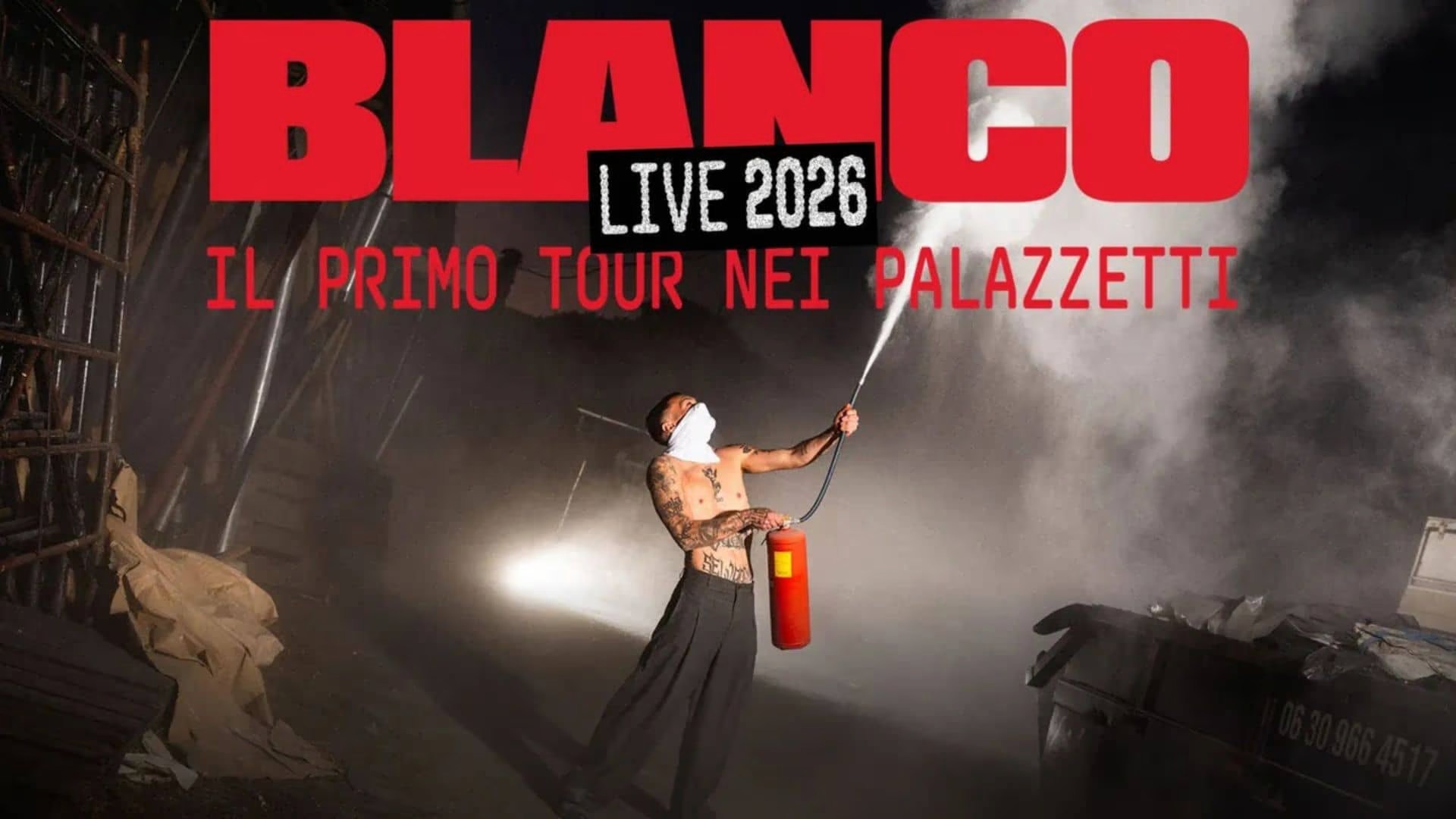 Blanco in Concerto all’Unipol Forum di Assago – 11 Maggio 2026 Potrebbe essere un'immagine raffigurante 1 persona e il seguente testo "BLAN LIVE BLANCO CO 2026 IL PRIMO TOUR NEI PALAZZETTI ไงท )"