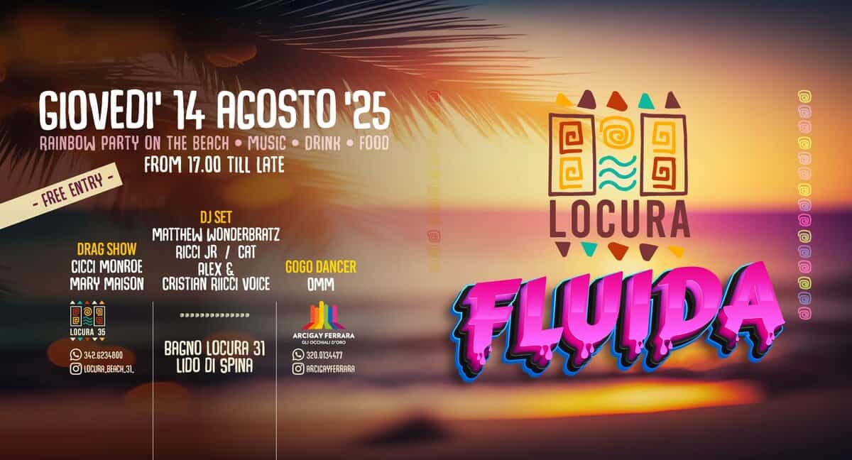 Evento Ferragosto Fluida 2025 Locandina Ferragosto Fluida 2025 - giovedì 14 agosto ore 17:00 - 19:00