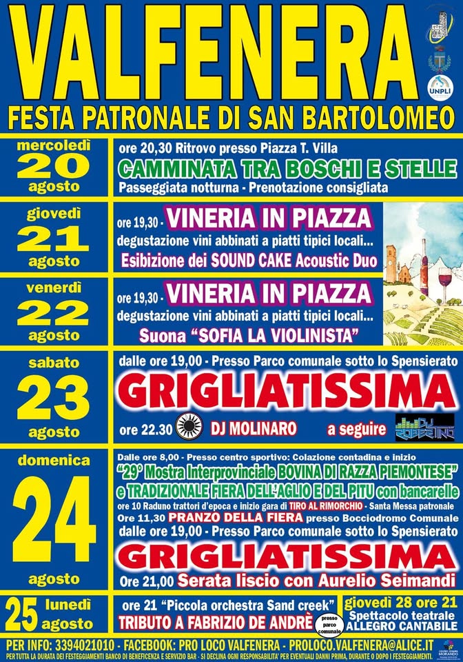Evento Festa di San Bartolomeo Locandina Festa di San Bartolomeo - da mercoledì 20 agosto - lunedì 25 agosto 2025 ore 18:30 ore 22:30