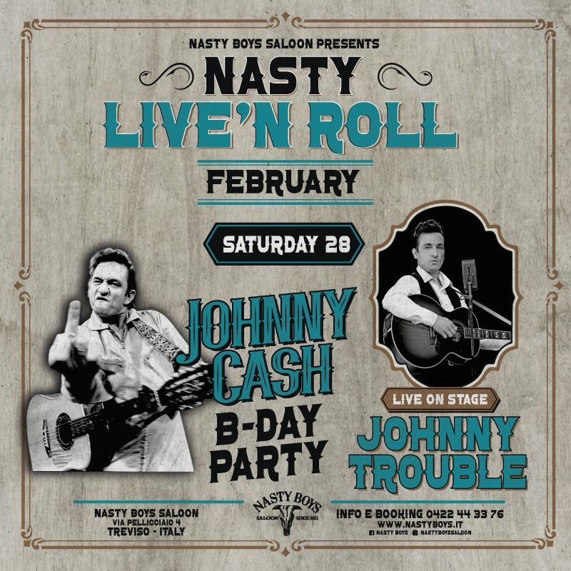 Johnny Cash birthday party Potrebbe essere un'immagine raffigurante 1 persona e testo