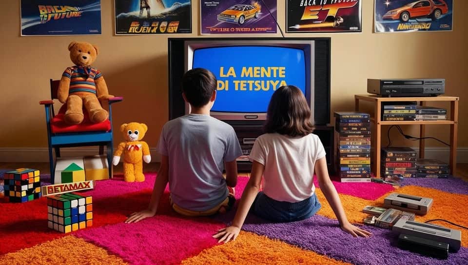 Potrebbe essere un'immagine raffigurante 2 persone, bambino, giocattolo, televisione e testo