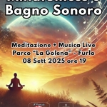 Mindfulness e Bagno Sonoro 🧘🏻♂️🎶 Potrebbe essere un'immagine raffigurante 1 persona e il seguente testo "Mindfulness e Bagno Sonoro Meditazione + Musica Live Parco "La Golena" -Furlo 08 Sett 2025 ore 19 Ie rePianista Pianista sul Maggiolone ARETE training"