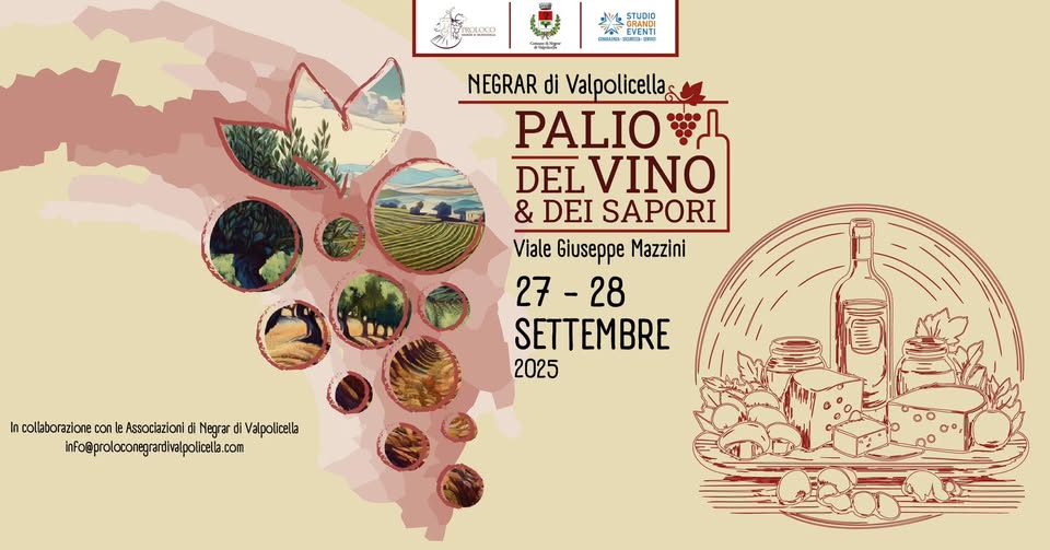 PALIO del VINO & del SAPORI | Negrar di Valpolicella | 27-28 Settembre Potrebbe essere un contenuto grafico raffigurante testo
