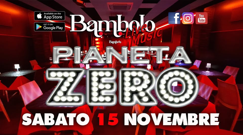 PIANETA ZERO  New Tour 2025/2026 Potrebbe essere un'immagine raffigurante il seguente testo "You Tube Avai Ανα lab ailableon eo App GETITON TON fo f Google GooglePlay Play AppStore Store Bambolo Masic Bambnto PI PIANET NETA ZERO Z SABATO 15 NOVEMBRE"