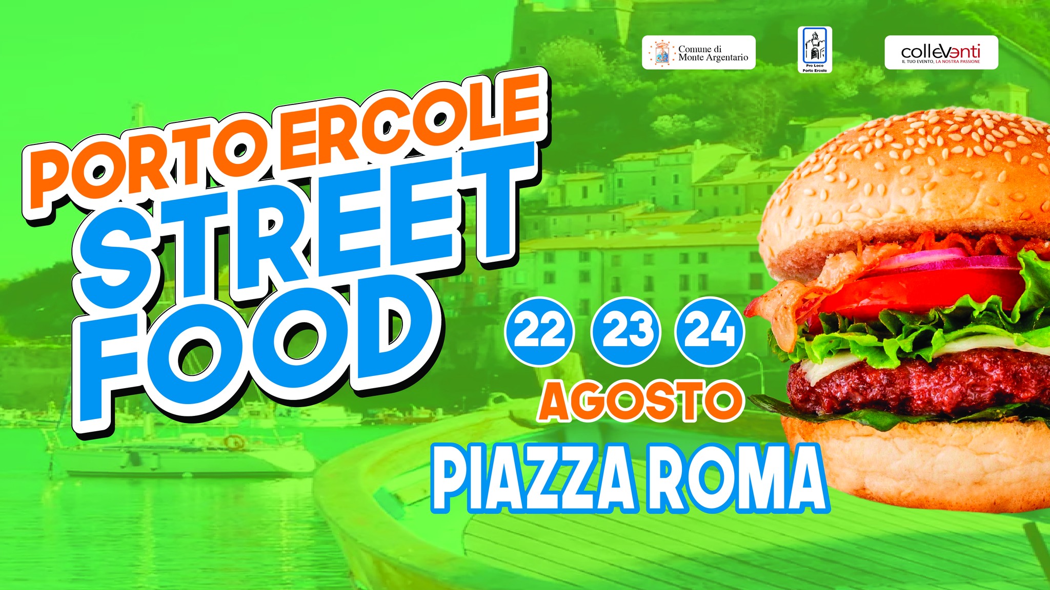 PORTO ERCOLE STREET FOOD Potrebbe essere un'immagine raffigurante hamburger e testo