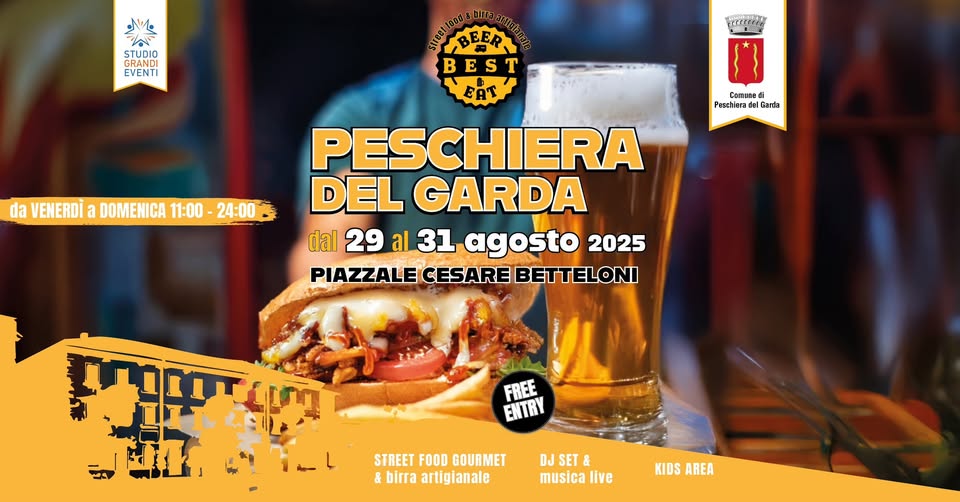 Evento Street Food Festival 2025 a Peschiera del Garda Locandina Street Food Festival 2025 a Peschiera del Garda - da venerdì 29 agosto - sabato 30 agosto 2025 ore 18:00 ore 00:00