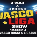 VASCOLIGA SHOW – 2 VOCI PER 2 ARTISTI live@BAKI, SELVAZZANO DENTRO (PD) Potrebbe essere un contenuto di pop art raffigurante 2 persone e testo