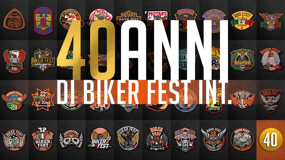 40. Biker Fest International Official © Potrebbe essere un'immagine raffigurante motocicletta e testo