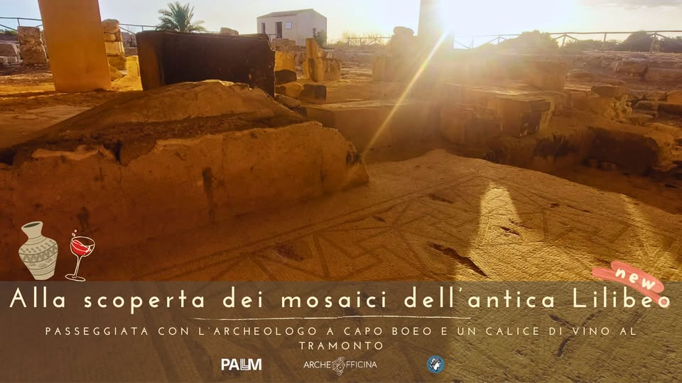 Evento Alla scoperta dei mosaici dell’antica Lilibeo – Passeggiata con l’archeologo a Capo Boeo Locandina Alla scoperta dei mosaici dell’antica Lilibeo – Passeggiata con l’archeologo a Capo Boeo - domenica 7 giugno ore 17:00 - 20:00
