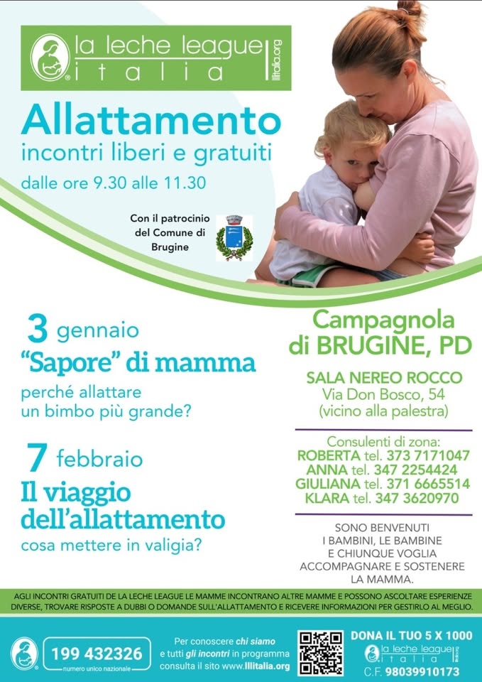 Campagnola di Brugine (PD) – Incontro LLL a sostegno dell’allattamento Potrebbe essere un'immagine raffigurante 1 persona e testo