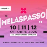 CJF | Melaspasso 2025 Potrebbe essere un contenuto grafico raffigurante il seguente testo "Codognè> >> MELASPASSO MELASPASS CJF I 10 10|11|12 11 12 OTTOBRE 2025 ALL DAYS INGRESSO GRATUITO PIAZZALE BIBLIOTECA VIA ROMA, CODOGNÉ BIBLIOTECA"