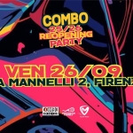 COMBO 25/26 REOPENING PARTY Potrebbe essere un disegno raffigurante il seguente testo "COMBO 25/26 /26 REOPE REOPENING PENING PARTY VEN 26/09 VEN26/09 709 26 VIA MANNELLI2. 2. FIRENZE COMBO 西間電! สส 人星 បណហ្រុវ"