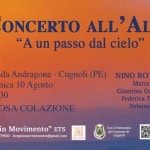 Concerto all’Alba – A un passo dal Cielo Potrebbe essere un'immagine raffigurante clarinetto e il seguente testo "CONCERTO ALL ALBA "A un passo dal cielo" Contrada Andragona Cugnoli (PE) Domenica 10 Agosto ש Ore Ore5.30 5.30 DELIZIOSA COLAZIONE NINO ROTA ENSAMBLE Marta Porrà, voce Giannina Guazzaroni, violino Federica Torbidoni, flauto DeborahVico,piano CUONCL "Borgo in Movimento" ETS Per info: 327 0279830 borgoinmovimentoets@gmail.com 에0의 Con Patrocinio del Comune di Cugnoli 口総口 https://www.retedeldono.it/ it/ conceto-lalba-un-passo-dal-cielo concerto -allalba- นก passo dal I-cielo"