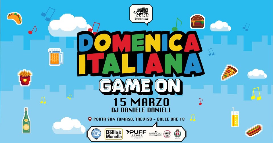 DOMENICA ITALIANA 2025-2026 – Dj Set Potrebbe essere un'immagine raffigurante il seguente testo "0 Wedn DOMENICA ص ITALIANA NEW LEVEL 21 SETTEMBRE DJ DANIELINO DANIELE DANIELI PORTA SAN TOMASO, TREVISO DALLE ORE 18 PITER Bellla & Monella SPUFF STORE ដបានរយាមធ 295"