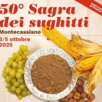 🍇50° SAGRA DEI SUGHITTI🍇 Montecassiano (MC) Potrebbe essere un'immagine raffigurante il seguente testo "50° Sagra Bp4eBиHTи gratuito ingresso dei sughitti Montecassiano 3/5 ottobre 2025 LOCO PRO Sogra dc Suchill dal dal1975 1975"