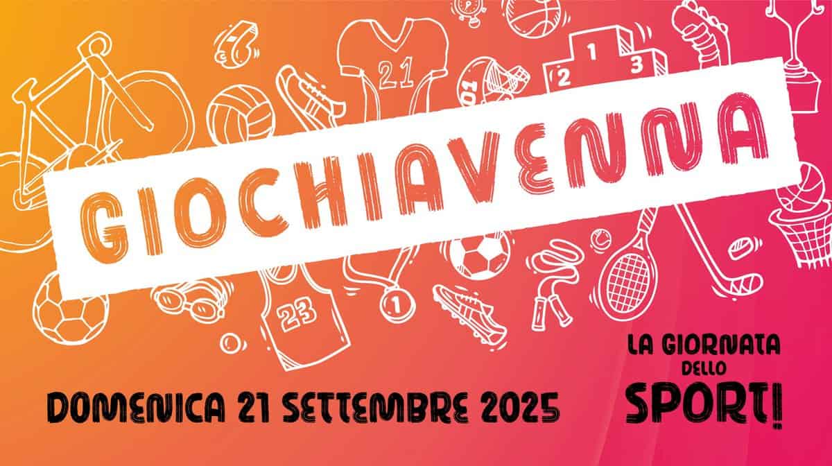 Potrebbe essere un'immagine raffigurante il seguente testo "C 21 GIOCHIAV CHIAVENNA വ 23 1 DOMENICA 21 SETTEMBRE 2025 GIORNATA SPORTI"