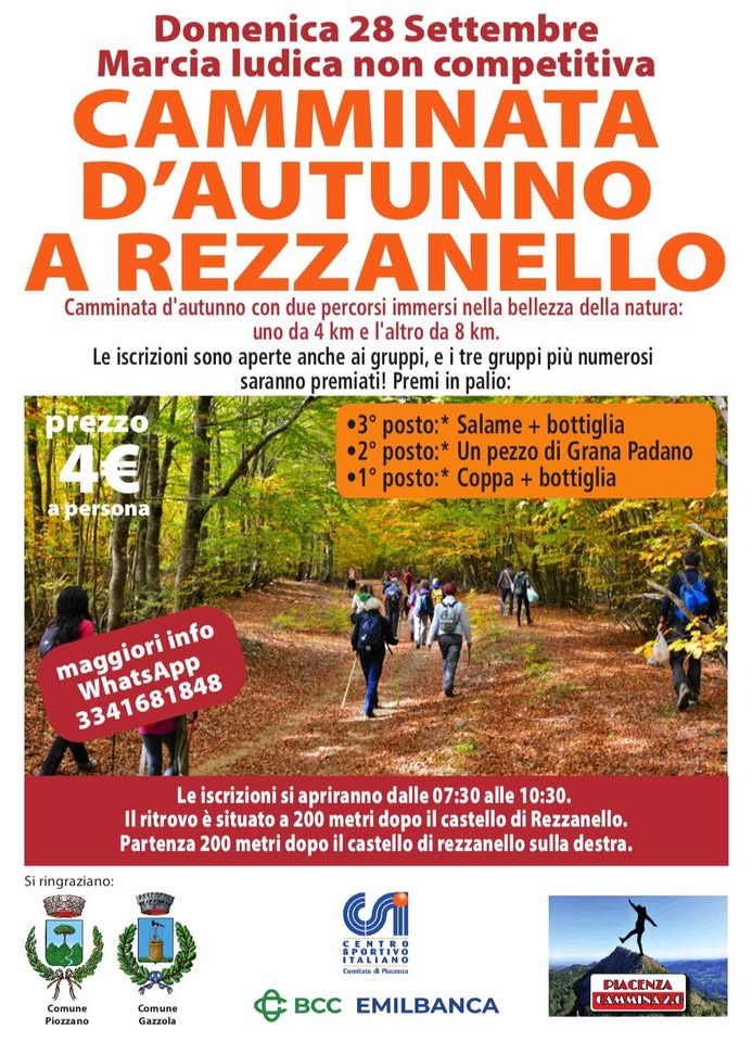 marcia d’autunno a rezzanello Potrebbe essere un'immagine raffigurante 7 persone e testo