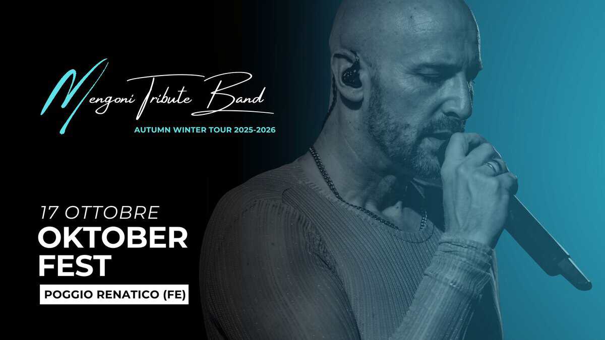 Potrebbe essere un'immagine raffigurante 1 persona e il seguente testo "Mari AUTUMN engoni mbute TrabateBand ribute Band WINTER TOUR MTueB AUTUMNWINTERTOUR2025-2026 2025-2026 2025 2026 17 OTTOBRE OKTOBER FEST POGGIO RENATICO FE)"