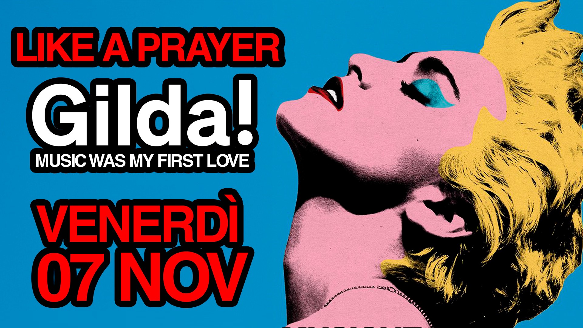 07.11 GILDA – Best music from 70 till now | YOU CLUB VICENZA Potrebbe essere un contenuto di pop art raffigurante testo
