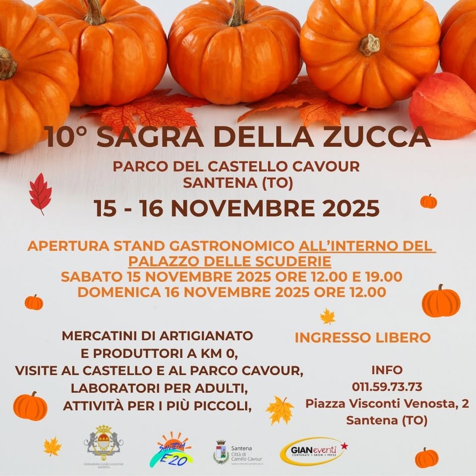 Evento 10° Sagra Della Zucca Locandina 10° Sagra Della Zucca - da sabato 15 novembre - domenica 16 novembre 2025 ore 09:00 ore 15:00