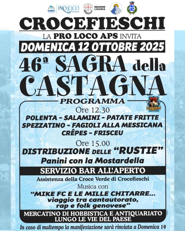 Evento 46A Sagra Della Castagna Locandina 46A Sagra Della Castagna - domenica 12 ottobre ore 10:00 - 12:00