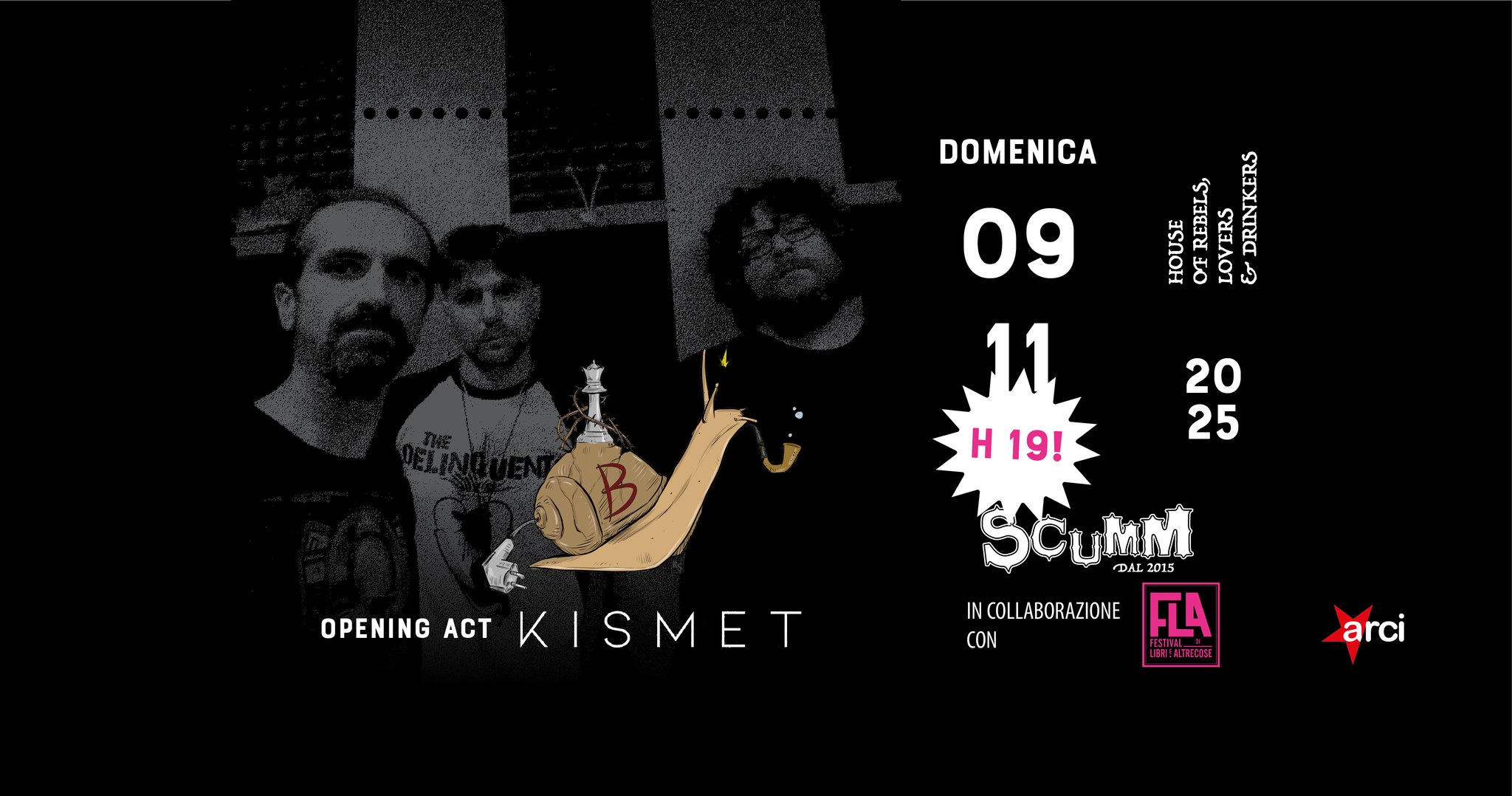 Potrebbe essere un'illustrazione raffigurante ‎il seguente testo "‎នា 5 म N TO ንስራ OT ع DOMENICA 09 11 H19! H 19! 20 25 OPENING PENINGACTKISMET ACT KISMET DAL2015 2015 FLA LLABORAZI INCOLLABORAZIONE ONE CON arci‎"‎