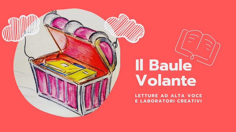 C’è un sasso per te Potrebbe essere un contenuto di pop art raffigurante baguette e il seguente testo "Il Baule 国 Volante LETTURE AD ALTA VOCE E LABORATORI CREATIVI"