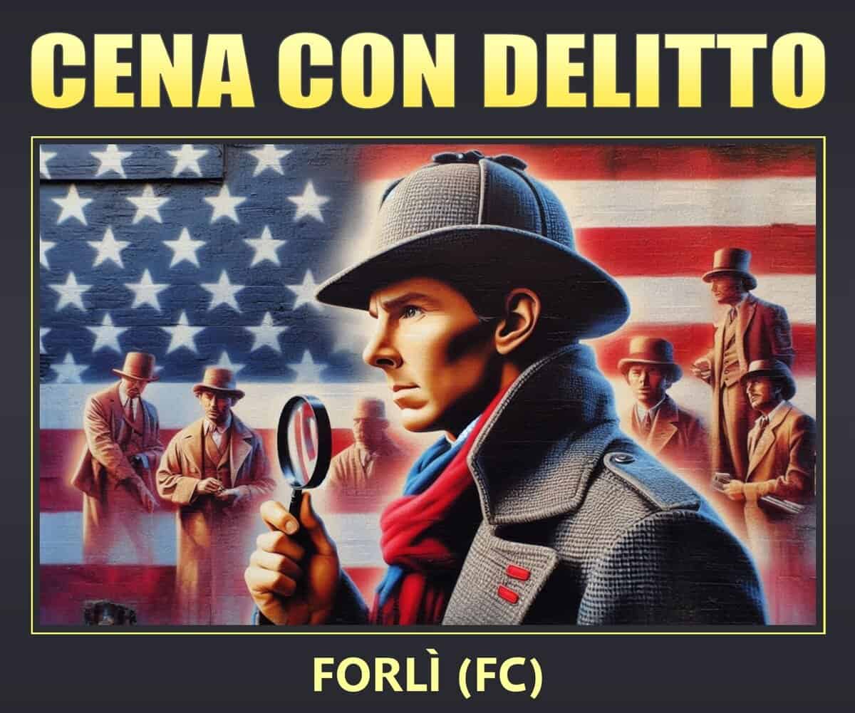 Potrebbe essere un'immagine raffigurante 4 persone e il seguente testo "CENA CON DELITTO FORLÌ (]"