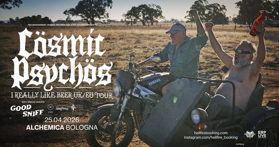 Potrebbe essere un'immagine raffigurante motocicletta e il seguente testo "TDC TDCMANAGEMENT, SJOWRY RECORDS AND -FLRY TOURIG TOURINGPRESENTS TEWIWERBTAB..OA PRESENTS Cüamit Dapchös EHHBK,/ EERUKEUTOUR / ម TOUR IREALLY LIKE BEER YAMAHA 25.04.2026 ALCHEMICA ALCHEMICABOLOGNA BOLOGNA hellfirebooking.com instagram.com/helfire_booking ERP LIVE MSG"