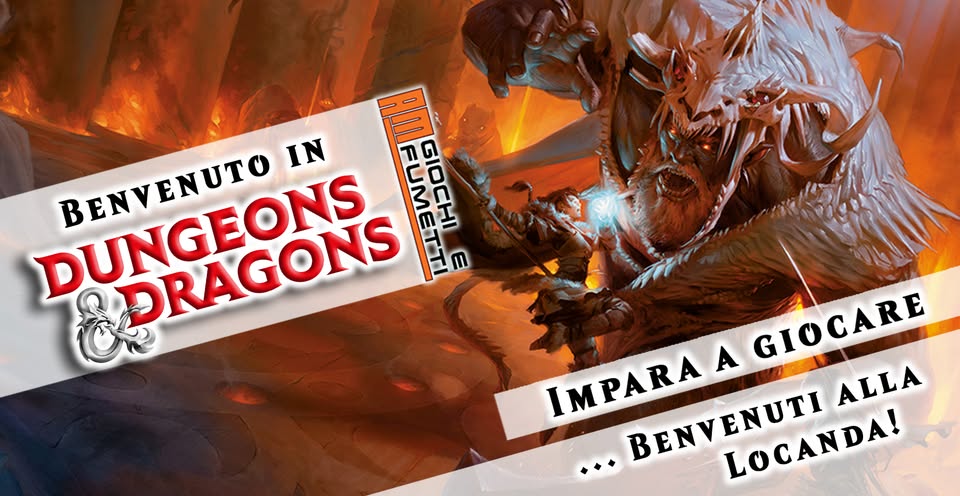 Dungeons & Dragons – Impara a giocare – Benvenuti a Luskan! Potrebbe essere un contenuto grafico raffigurante il seguente testo "DUNGEONS DRAGONS IFUMETTI IFUMETT GIOCHI EN BENVENUTO IN IMPARA IMPARA A GIOCARE GIOCARE BENVENUTI LOCANDA! LOCANDA! ALLA BENVENUTI"