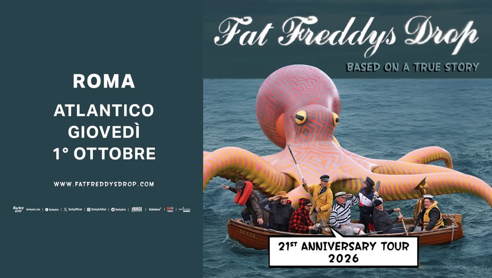 Evento Fat Freddy’s Drop – Roma – Atlantico Live Locandina Fat Freddy’s Drop – Roma – Atlantico Live - giovedì 1 ottobre ore 21:00 - 23:00