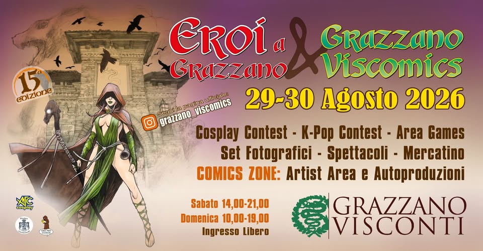 Evento Grazzano Viscomics 2026 Locandina Grazzano Viscomics 2026 - da sabato 29 agosto - domenica 30 agosto 2026 ore 14:00 ore 19:00