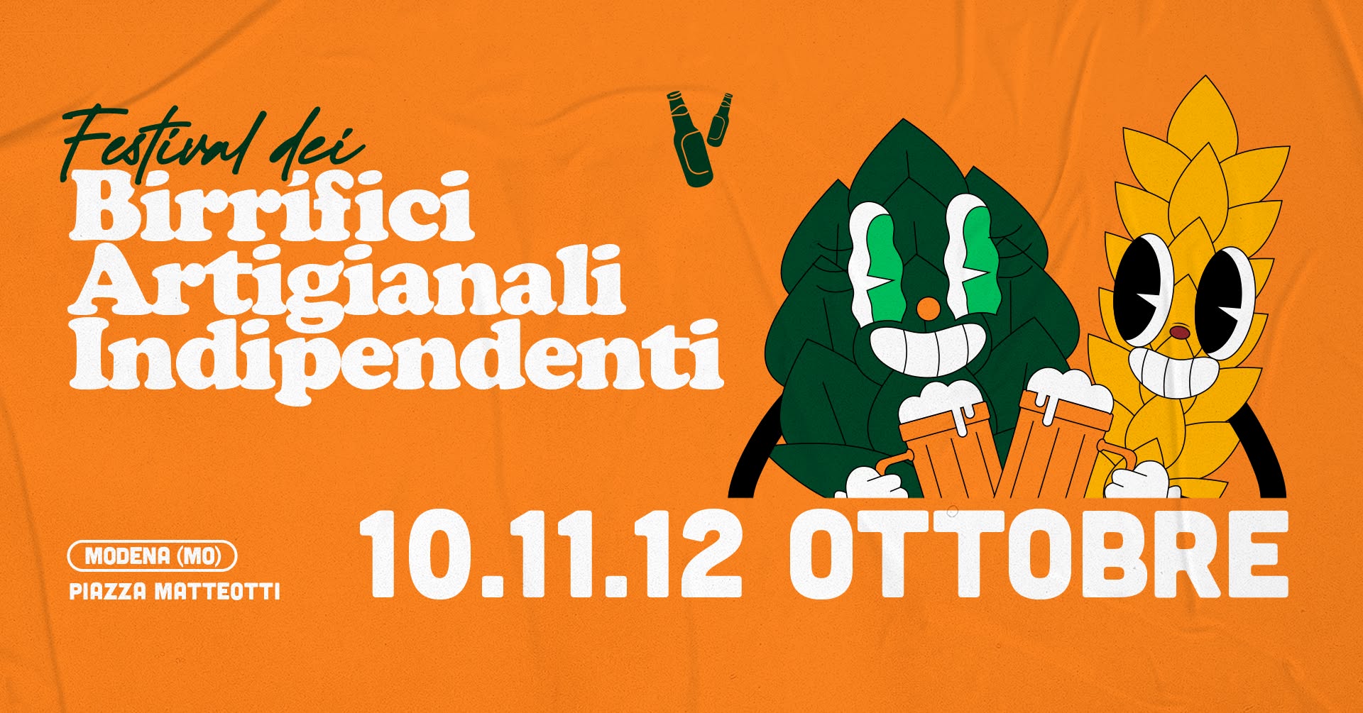 Il Festival dei Birrifici Artigianali • Modena • 10, 11, 12 Ottobre 2025 Potrebbe essere un disegno raffigurante il seguente testo "Festund fei Birrifici Artigianali Indipendenti MODENA (MO) PIAZZA METI 00 10.11.12 OTTOBRE"