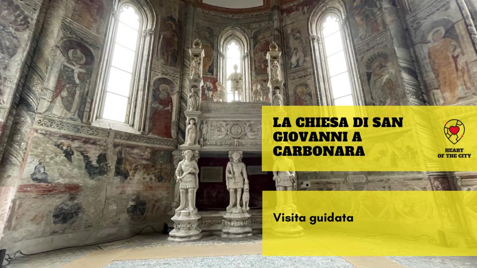 La Chiesa di San Giovanni a Carbonara – visita guidata Potrebbe essere un'immagine raffigurante il seguente testo "令金火 OY LA CHIESA DI SAN GIOVANNI A CARBONARA HEART HI THE CITY SNGION Visita guidata"