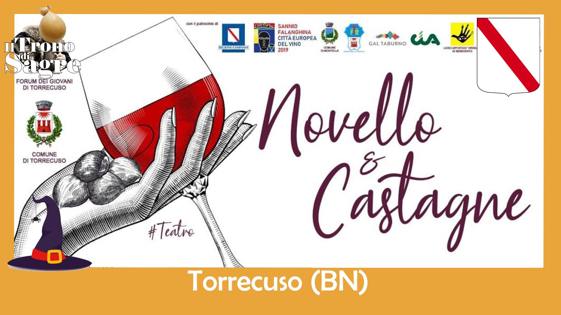 Potrebbe essere un'immagine raffigurante vino e il seguente testo "con pabocinia Trono FORUM GIOVANI DITORRECUSO 重 W ㅃ makn SANNIO FALANGHINA AEUROPE AEUROP PELA BCRNICAWANIN DEL ELVINO GAL TABURNO ώΑ 2019 C Novello Castagne Torrecuso (BN) COMUNE DIT DITORRECUSO #Teatre"